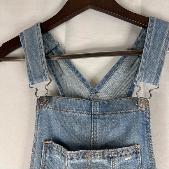 AMERICAN EAGLE Women’s Size XS Denim Jean Bib Overalls Tomgirl Style Destructed - Picture 8 of 16